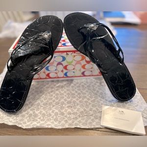 Coach Juney Patent Leather Flip Flops